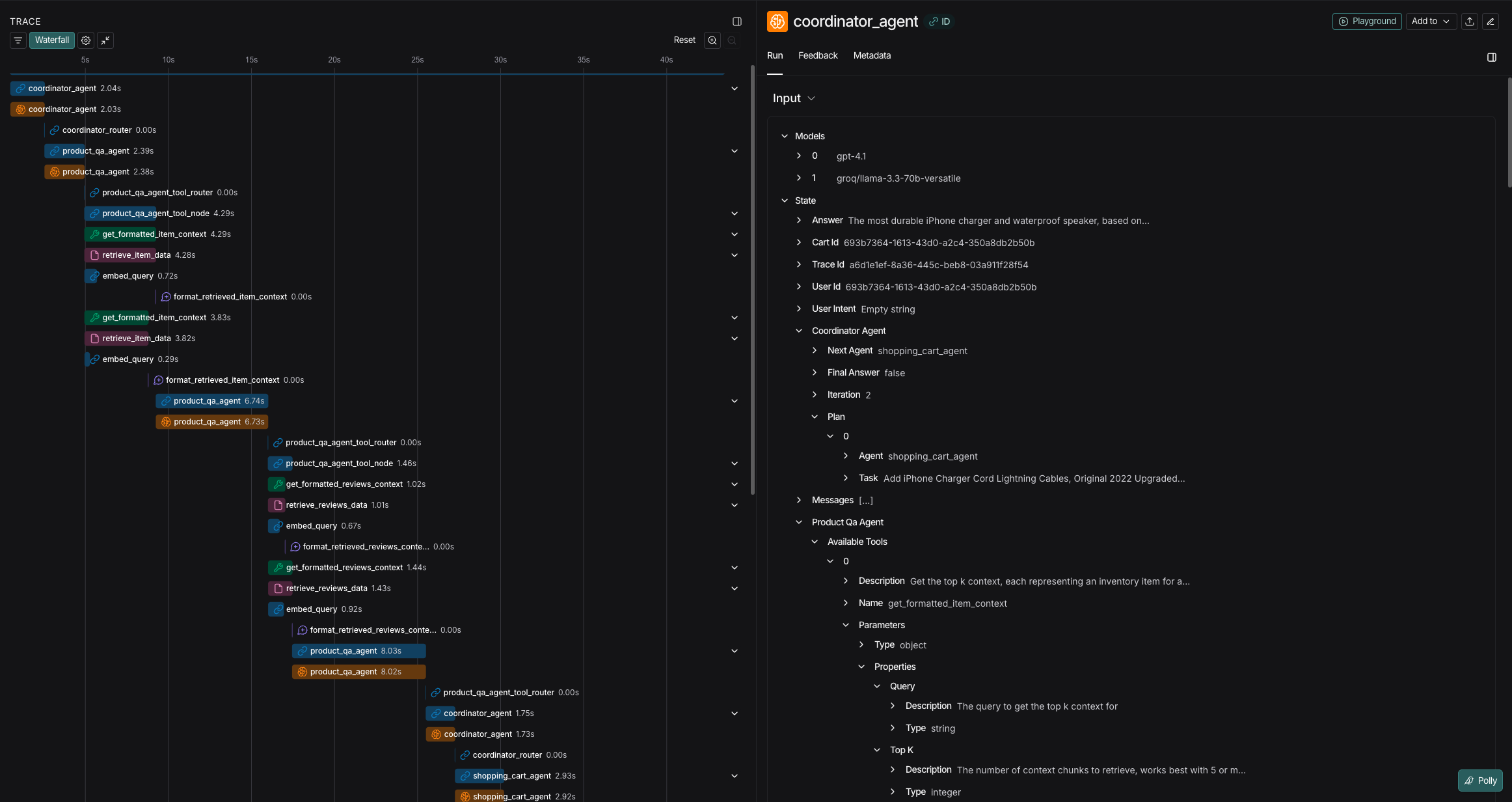LangSmith Execution Trace - Multi-Agent Workflow